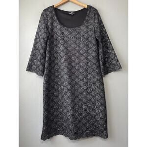 Ronni Nicole Size 12 Black Silver Metallic Sparkle Lace Dress Whimsigoth Dark